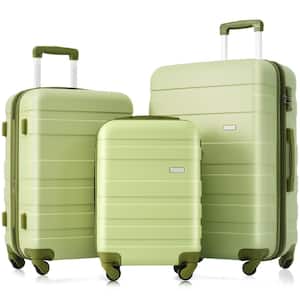 Light Green Lightweight Durable 3-Piece Expandable ABS Hardshell Spinner Luggage Set with TSA Lock