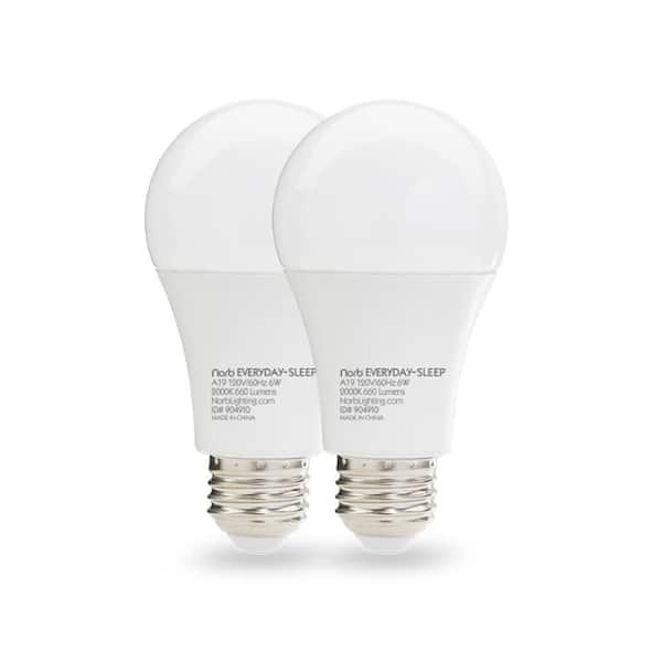 NorbEVERYDAY-SLEEP 6W Equivalence Low-Blue Sleep-Enhancing A19 2000K LED Light Bulb (2-Pack)