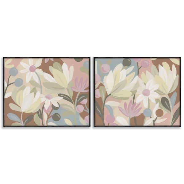 Stupell Industries Charming Muted Foliage by June Erica Vess 2 Pieces Black Framed Nature Giclee Art Print 16 in. x 20 in.