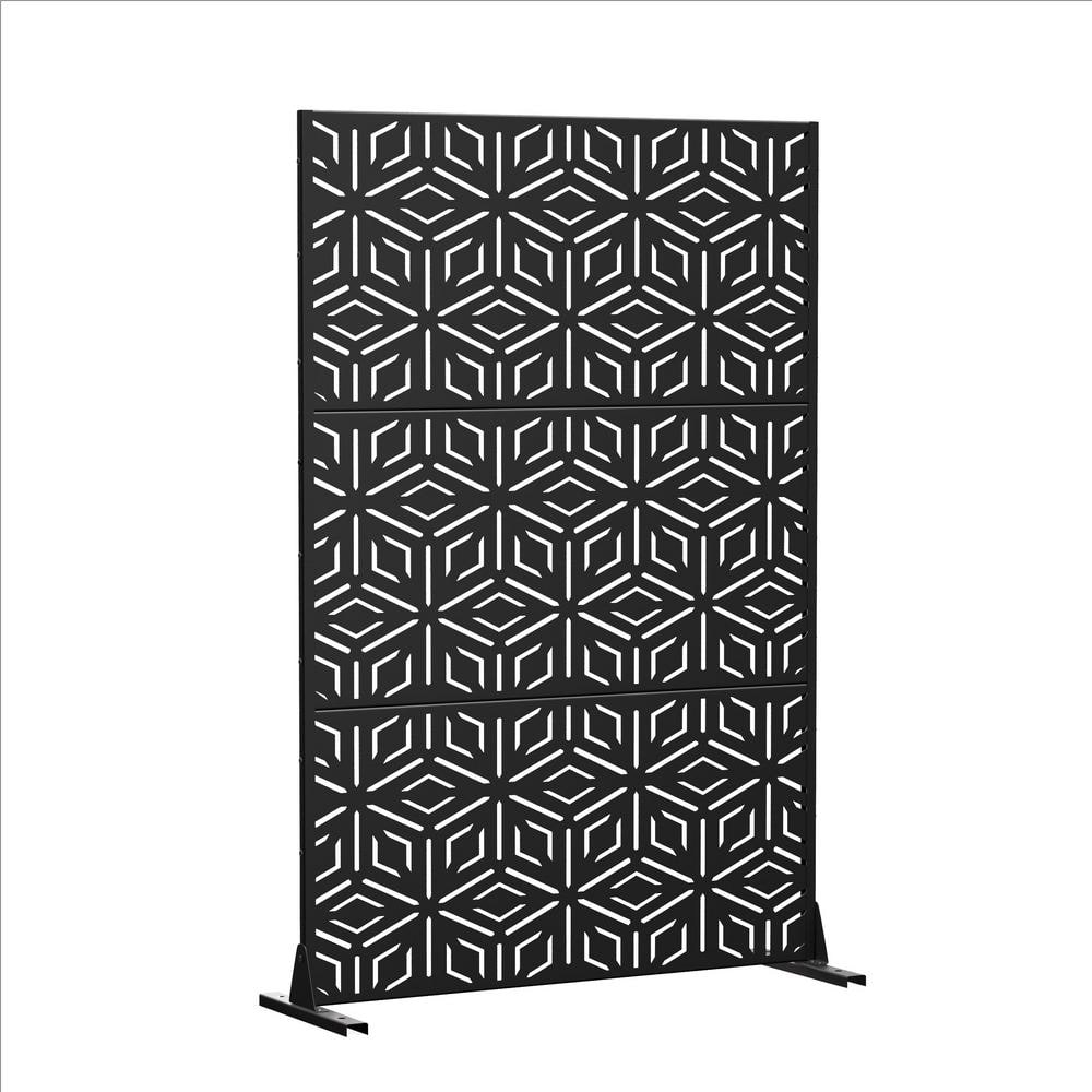 16 in. L x 47 in. W x 72 in. H Galvanized Metal Wall Sculptures Privacy Screens Garden Outdoor Fence in Black price history on PriceWatchPro