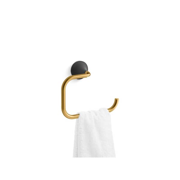 Tone Towel Ring in Matte Black with Moderne Brass