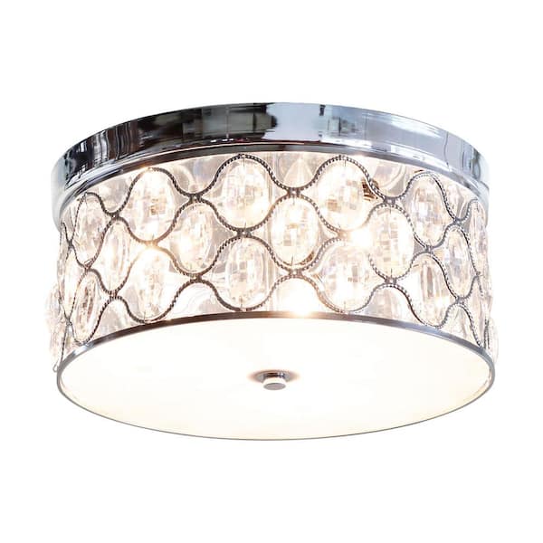 matrix decor 13.75 in. 3-Light Crystal Chrome Flush Mount