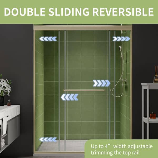 50 in. to 54 in. W x 70 in. H Sliding Framed Shower Door in Brushed Nickel with 1/4 in. (6 mm) Clear Glass