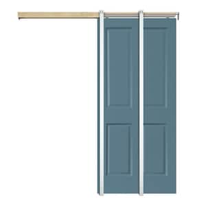 Dignity Blue 36 in. x 80 in.  Painted Composite MDF 4PANEL Interior Sliding Door with Pocket Door Frame and Hardware Kit