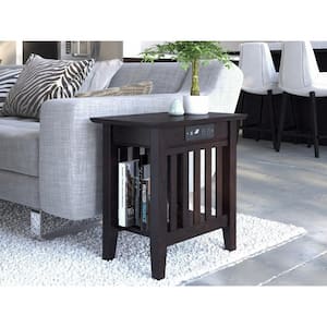 Mission 22 in. H Espresso Chair Side Table with Charging Station