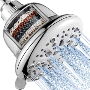 Filtration 7-Spray Patterns with 1.8 GPM 4.7 in. Wall Mount Adjustable Fixed Shower Head in Chrome