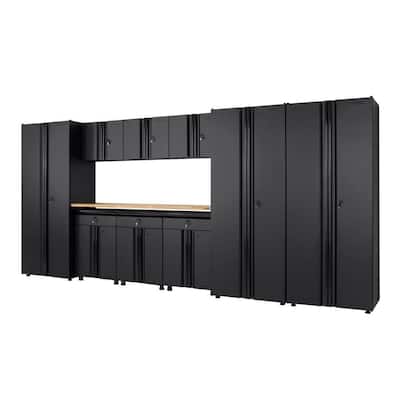 10-Piece Regular Duty Welded Steel Garage Storage System in Black (163 in. W x 75 in. H x 19 in. D)