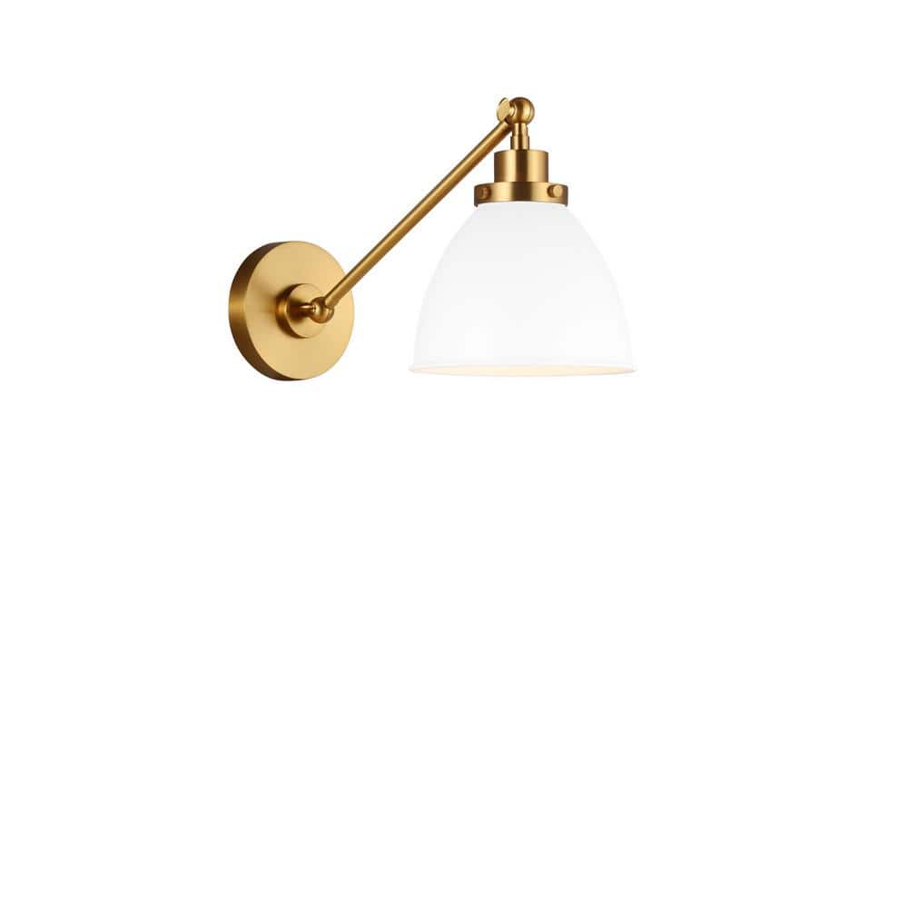 Matte White and Burnished Brass Dome Sconce
