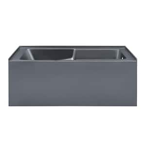 Voltaire 60 in. x 32 in. Soaking Bathtub with Right-Hand Drain in Gray Matte