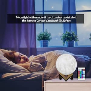 5.9 in. Tall 0.7-Watt Maximum LED Night Light 3D Star Moon Lamp, Remote and Touch Control USB Rechargeable