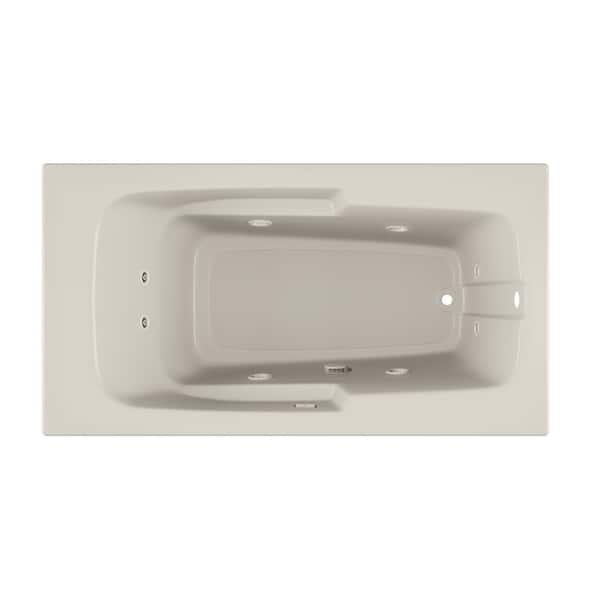 JACUZZI CETRA 60 in. x 32 in. Rectangular Whirlpool Bathtub with Right Drain in Oyster
