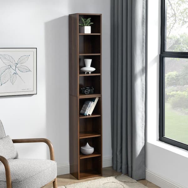 Seafuloy 8-Shelf Walnut Media Storage Tower, Adjustable MDF