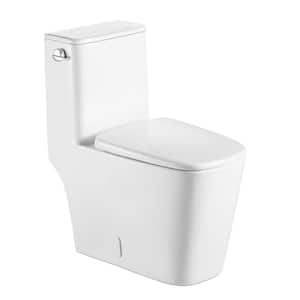 12 in. Rough-In 1-Piece 1.28 GPF Single Flush Elongated Toilet in White, Slow Close Seat Included