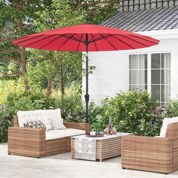 9 ft. Aluminum Market Patio Umbrella in Red
