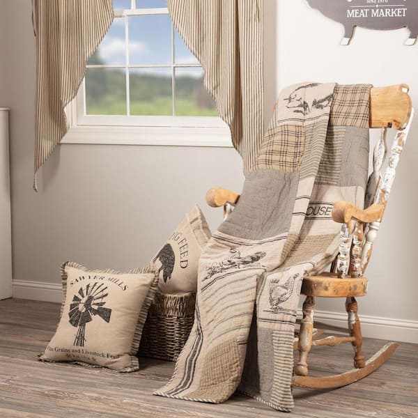 Sawyer Mill Charcoal Farm Animal Quilted Cotton 60 in. x 50 in. Throw