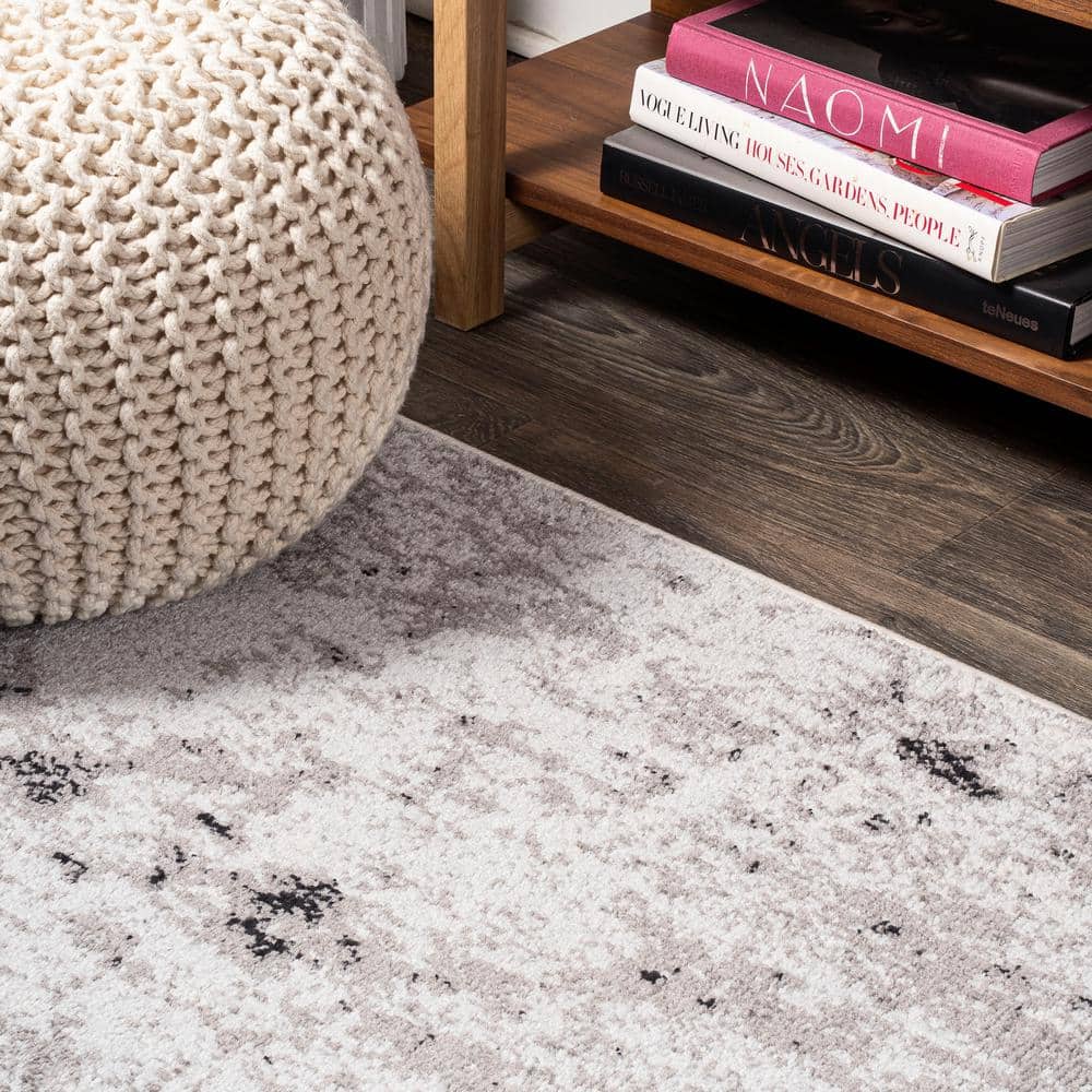 Storm Gray and Cream Abstract 3x5 Area Rug