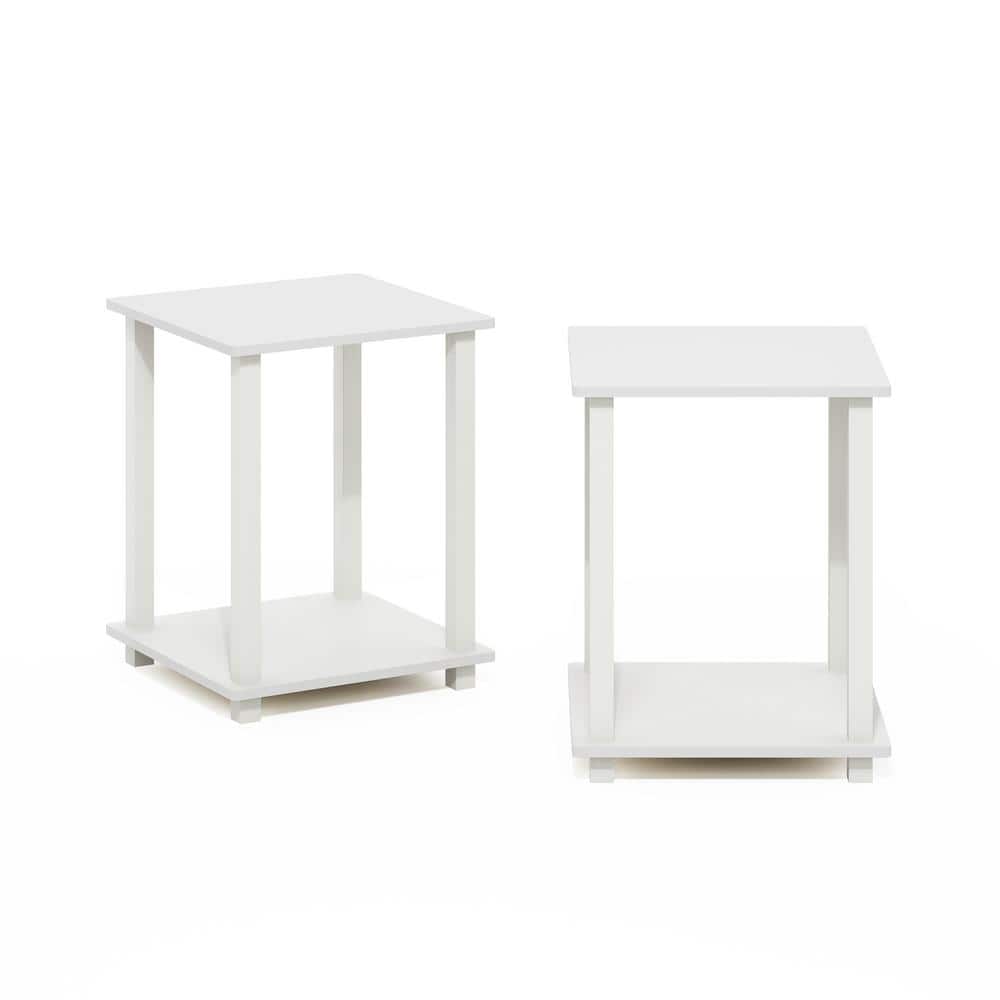 Compact White Particle Board and PVC Square End Table