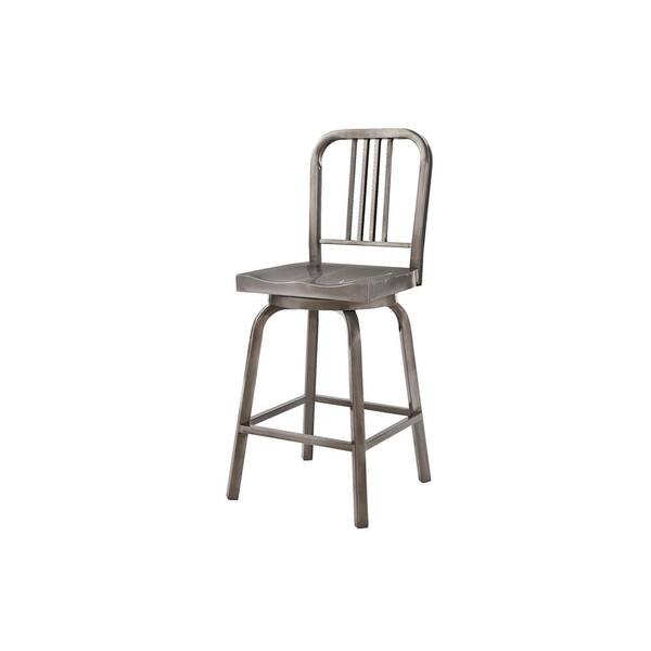 Stylewell Kipling Metal Gray, 24 Inch Swivel Counter Stools With Back