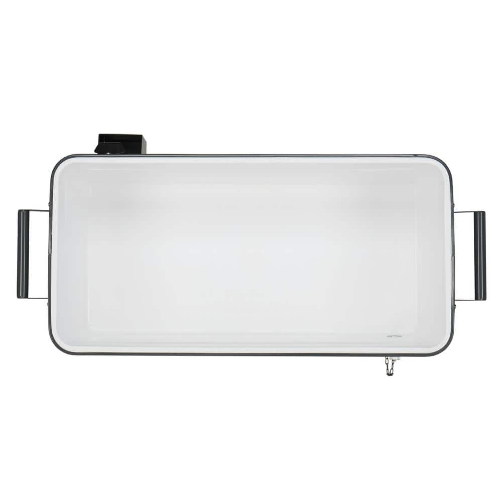 80QT Dark Grey Metal Rolling Chest Cooler with Detached Lid