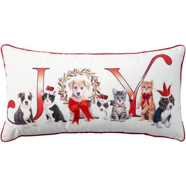 Mina Victory Holiday Pillows White Modern & Contemporary 12 in. x 24 in. Rectangle Throw Pillow