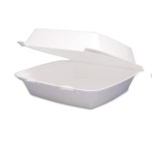 9-1/2 in. x 9-3/10 in. x 3 in. Hinged Insulated Foam Carryout Food Container in White (200 Per Case)