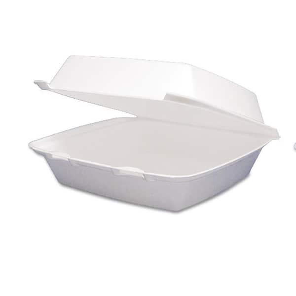 DART 9-1/2 in. x 9-3/10 in. x 3 in. Hinged Insulated Foam Carryout Food Container in White (200 Per Case)