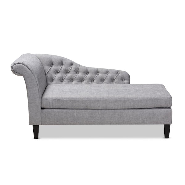 Baxton Studio Florent Gray Fabric Chaise Lounge 157-9702-HD - The