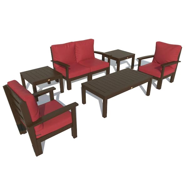 Highwood 6-Piece Plastic Outdoor Loveseat, Set of Chairs, Conversation Bespoke Deep Seating and 2 Side Tables with Cushions