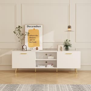 69 in. W White Wood Accent Storage Cabinet Sideboard Cupboard