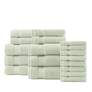 Egyptian Cotton Watercress Green 18-Piece Bath Towel Set