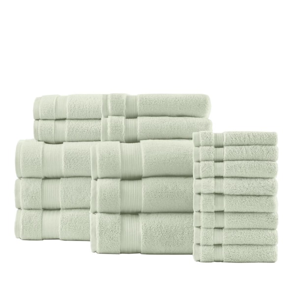 8-Piece Green 100% Cotton Plush Bath Towel Set 312658RJB - The Home Depot