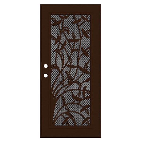 Unique Home Designs Yale 30 in. x 80 in. Left Hand/Outswing Copper Aluminum Security Door with Black Perforated Metal Screen