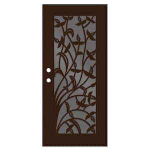 Yale 32 in. x 80 in. Left Hand/Outswing Copper Aluminum Security Door with Black Perforated Metal Screen