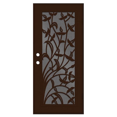 Yale 36 in. x 80 in. Left Hand/Outswing Copper Aluminum Security Door with Black Perforated Metal Screen
