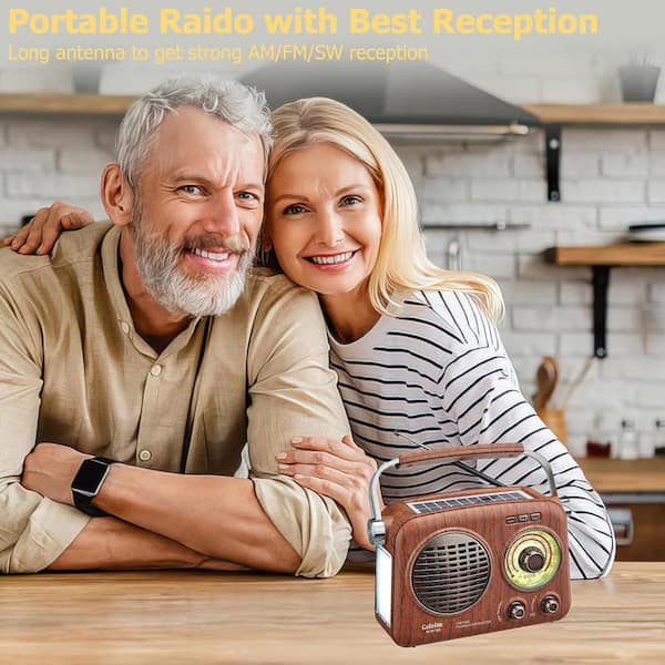 Lukyamzn Portable AM FM Shortwave, Vintage Radio Bluetooth Speaker