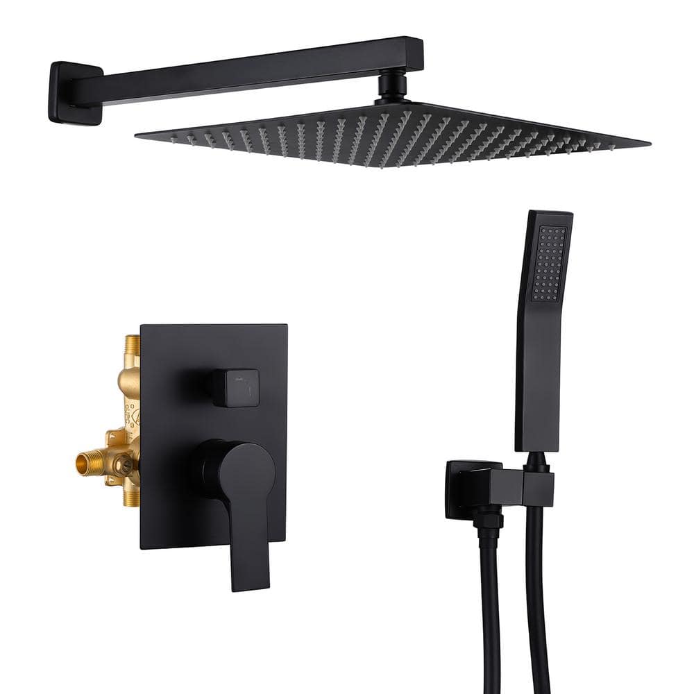 Single Handle 2-Spray 12 in. Shower Faucet 1.5 GPM with High Pressure in Ma