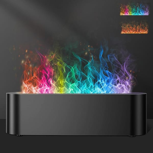 Afoxsos - Colorful Flame Fire Diffuser Humidifier, 7-Colors Oil Diffuser, Ultra-Quiet Aroma Essential Oils Aromatherapy Diffusers