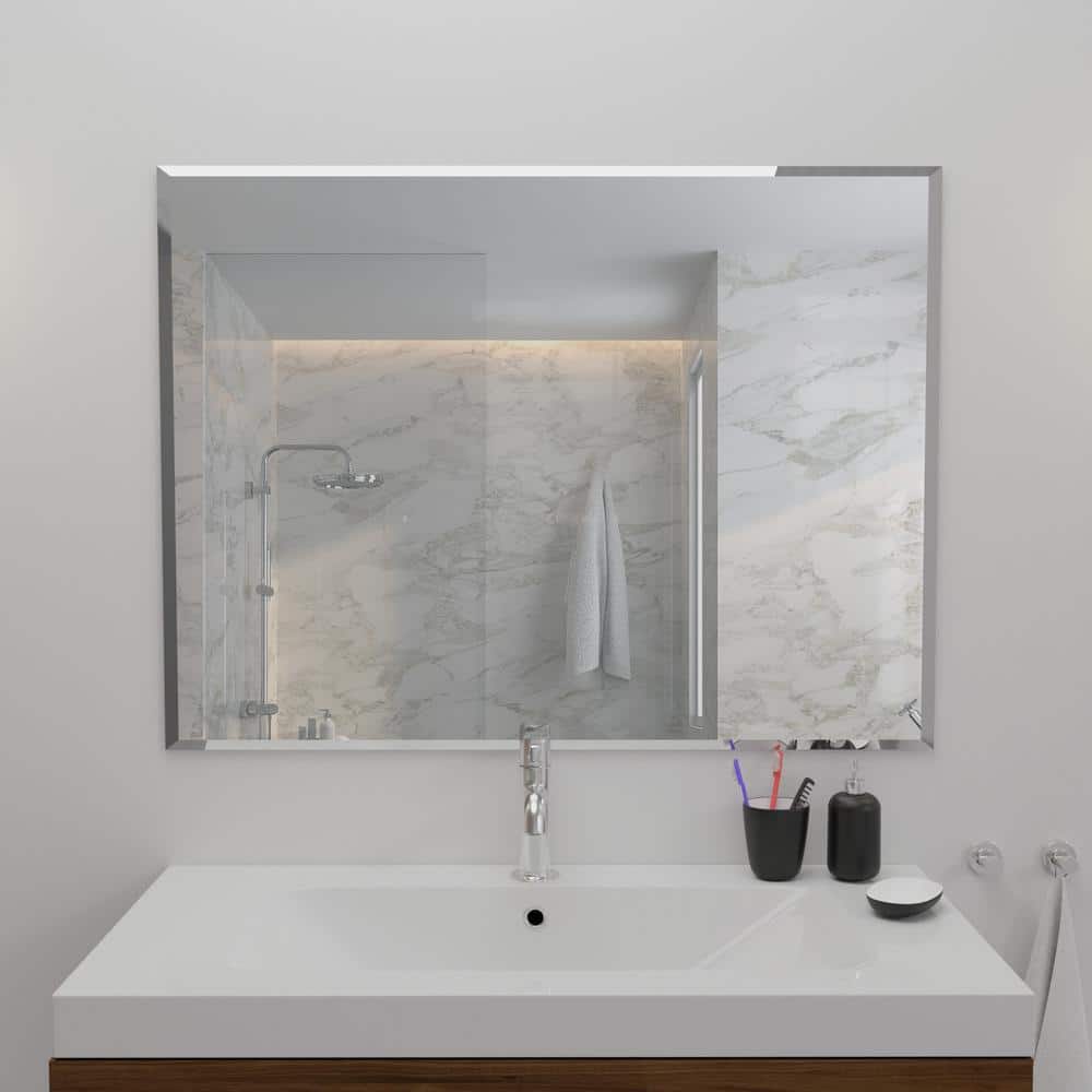 Elegant 30" x 40" Beveled Edge Frameless Rectangular Wall Mirror