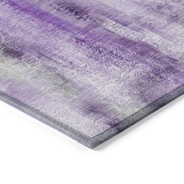 Purple 3 ft. x 5 ft. Woven Border Polyester Rectangle Indoor/Outdoor Area Rug