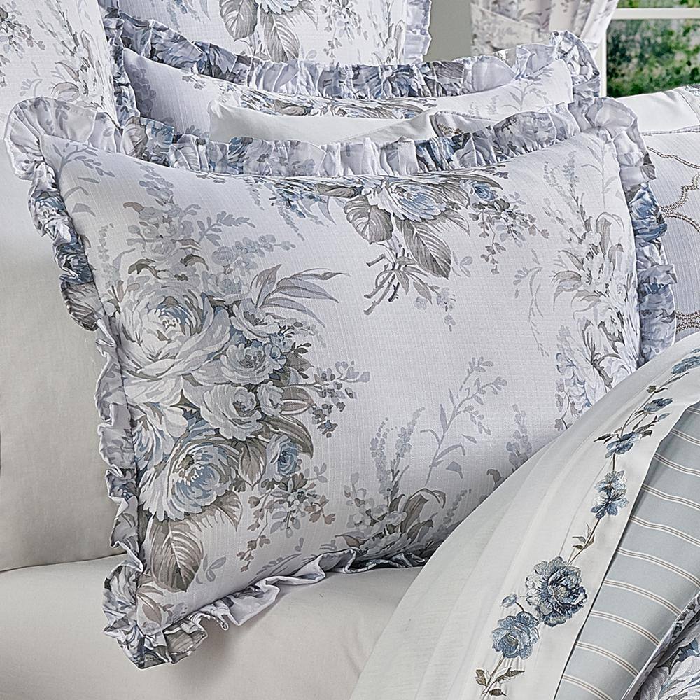 Estelle Floral Elegance Full Comforter Set in Sterling & Pale Blue