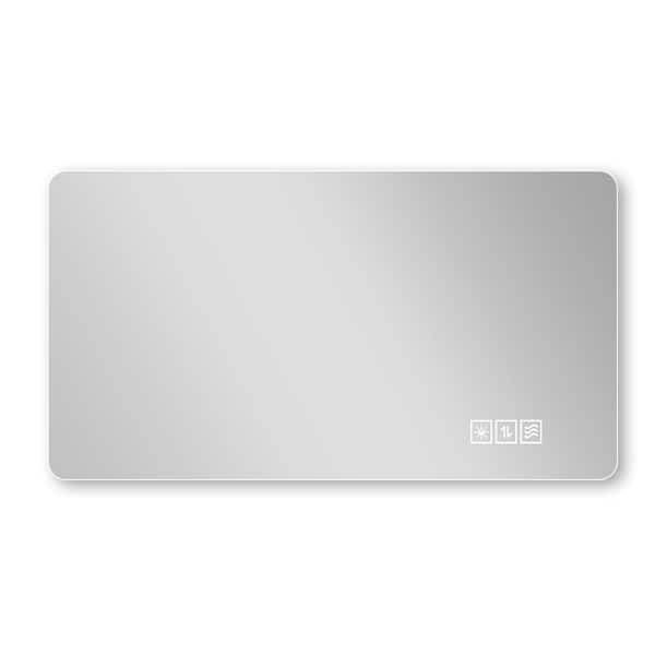 48 in. W x 24 in. H Rectangular Frameless Wall Bathroom Vanity Mirror in Silver