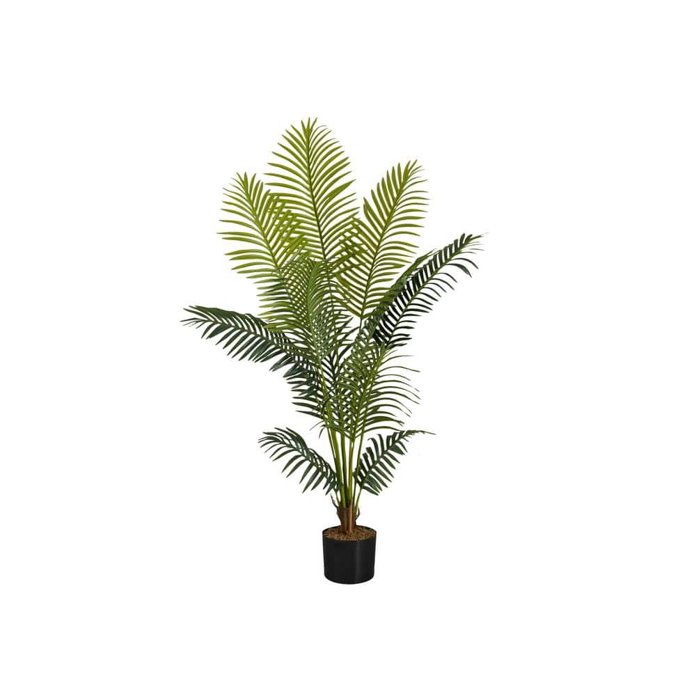 57 in. H Tall Artificial Palm Tree-Real Touch Indoor Faux Plant in Black Po