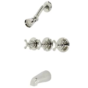 Victorian Triple Handle 1-Spray Tub and Shower Faucet 2 GPM with Corrosion Resistant in Polished Nickel