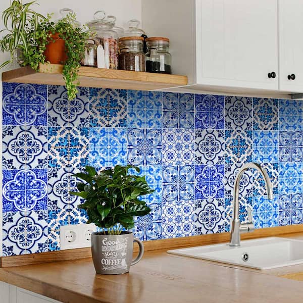 Blue and White H76 12 in. x 12 in. Vinyl Peel and Stick Tile (24 Tiles, 24 sq. ft./Pack)