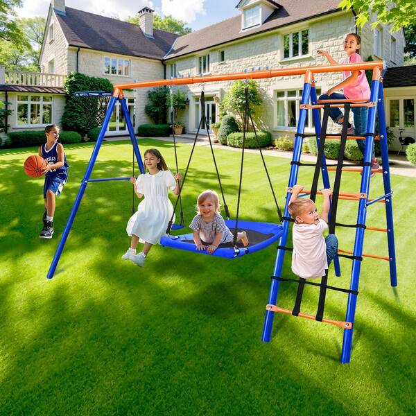 Afoxsos Heavy-Duty Multifunctional Swing with Basketball Hoop