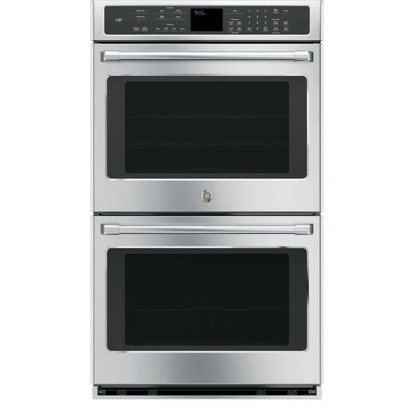 Cafe 30 in. Double Electric Smart Wall Oven Self-Cleaning with Convection and WiFi in Stainless Steel