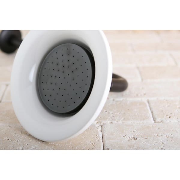1-Spray 6.3 in. Single Wall Mount Fixed Rain Shower Head in Oil Rubbed Bronze