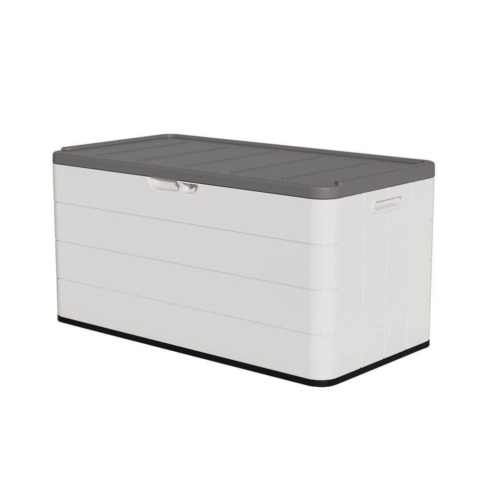120 gal. White Resin Outdoor Storage Bench Deck Box