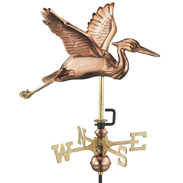 Good Directions Blue Heron Cottage Weathervane - Pure Copper with Roof Mount