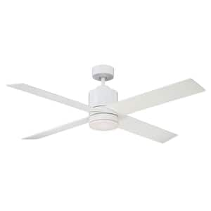 52 in. Integrated LED Indoor White Ceiling Fan with Remote